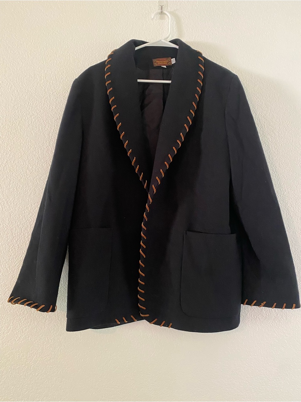 Vintage Lawrence Coates Renaissance Black 100% Wool Western Blazer Jacket Size M